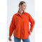 Kadın Turuncu Cepli Oversize Uzun Basic Poplin Gömlek Kadın Turuncu Cepli Oversize Uzun Basic Poplin Gömlek